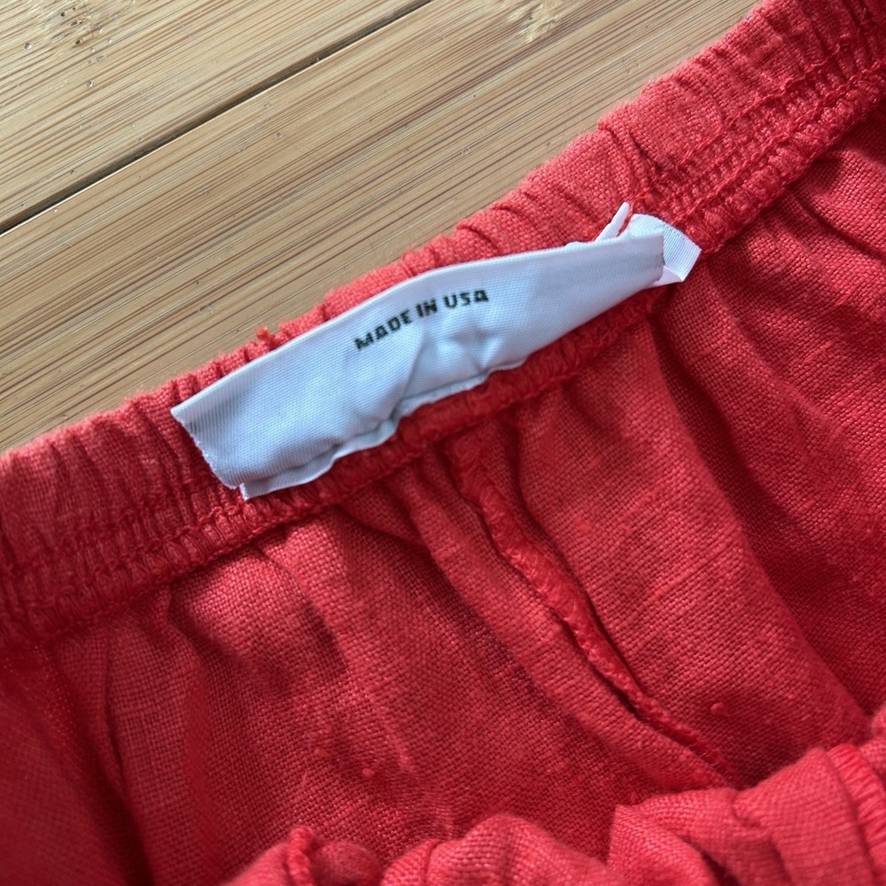 Willow Womens Red Linen Boho Pants Small Cropped Bohemian Hippie Artsy Pull On * - Picture 4 of 11